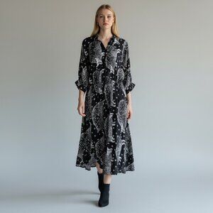 Vintage P.J. Walsh‎ Dress Small Black Bull Animals